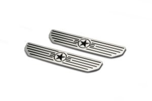 Jeep Wrangler JL Sill Plates - Front - DV8 Offroad - Since 1942 Logo - Black - `18-`27